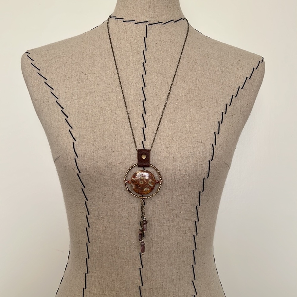 NWT Sarita Star Birds Eye Rhyolite & Red Silver Leaf Jasper Necklace